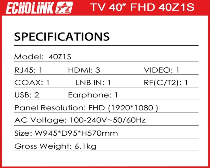 ECHOLINK TV 40″ SMART 40Z1S photo 5